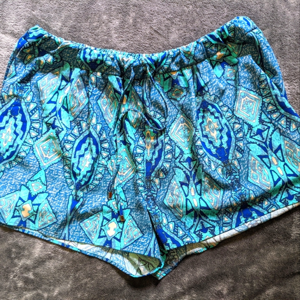 Lightweight Printed Teal Shorts